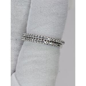 Sterling Silver And CZ Bands (2) Size 6.75